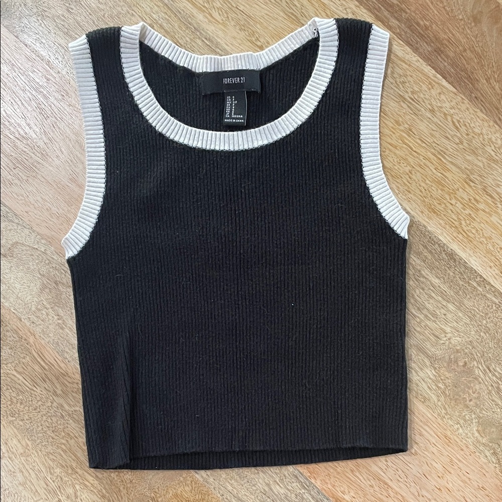 Forever 21 Black and White Ribbed Tank Top